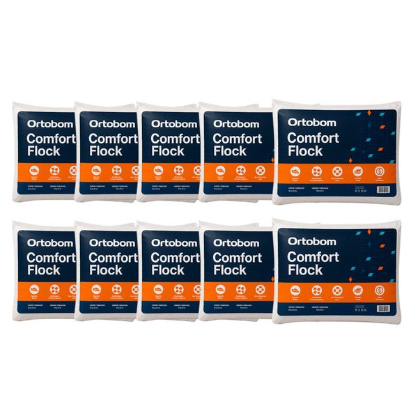 Kit 10 Travesseiros Ortobom 60x40cm Confort Flock 5188926